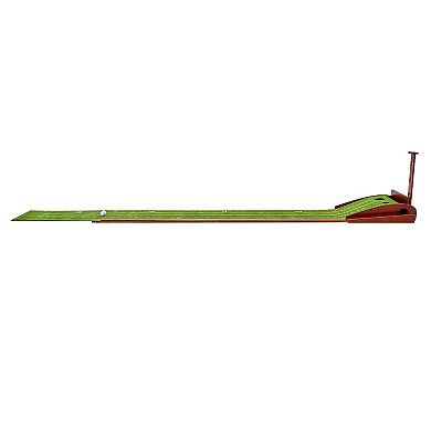 Golf Putting Mat Indoor 2-Hole Green with Ball Return Alignment Guide and Base