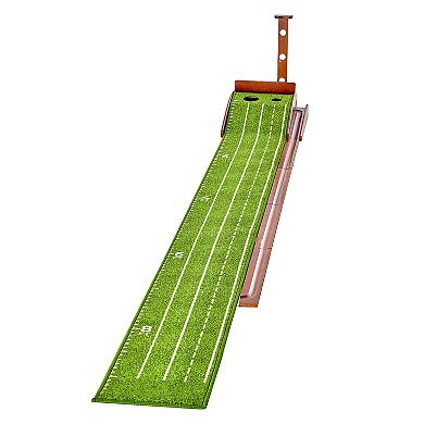 Golf Putting Mat Indoor 2-Hole Green with Ball Return Alignment Guide and Base