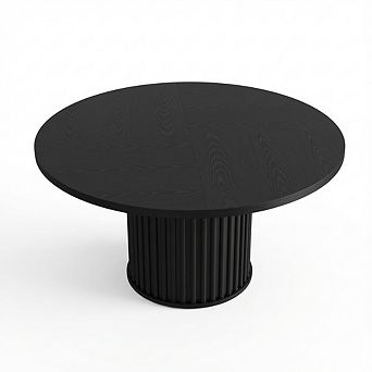 IDEALHOUSE Round Dining Table with Wave Shape Metal Pedestal Base