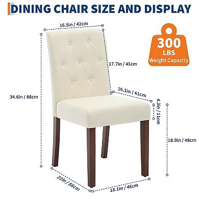 IDEALHOUSE Parsons Fabric Dining Chairs Set of 2 with Curved Back & Wood Legs