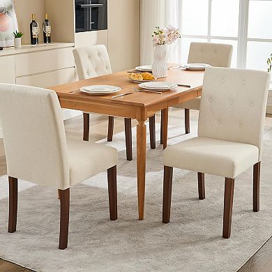 IDEALHOUSE Parsons Fabric Dining Chairs Set of 2 with Curved Back & Wood Legs