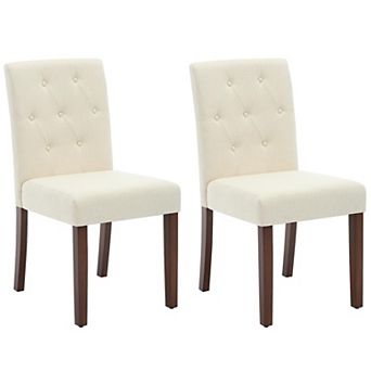 IDEALHOUSE Parsons Fabric Dining Chairs Set of 2 with Curved Back & Wood Legs