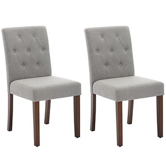 IDEALHOUSE Parsons Fabric Dining Chairs Set of 2 with Curved Back & Wood Legs