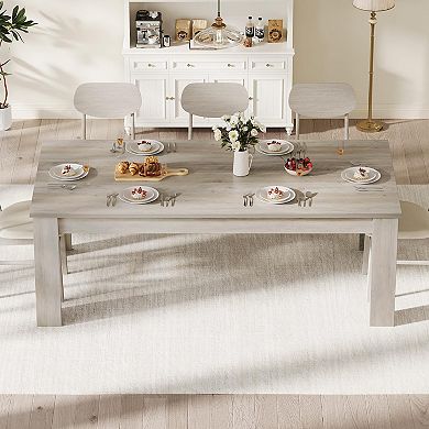 IDEALHOUSE 71 Inch Farmhouse Dining Table with Triangular Legs, Seats 6-8