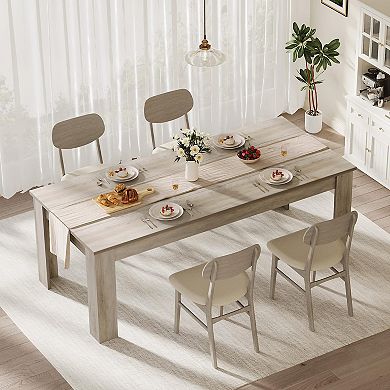 IDEALHOUSE 71 Inch Farmhouse Dining Table with Triangular Legs, Seats 6-8
