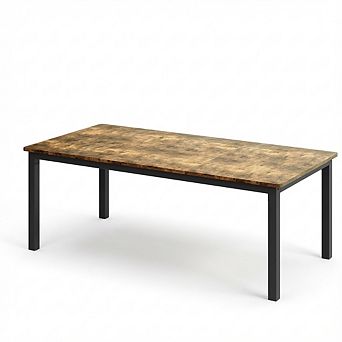 IDEALHOUSE Round Corner Dining Table with Metal Legs, Modern Rectangular Table for 6-8