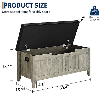 IDEALHOUSE Flip-Top Storage Bench with Padded Seat and Safety Hinges