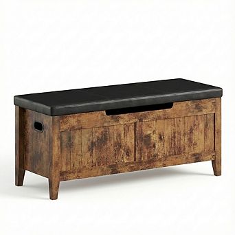 IDEALHOUSE Flip-Top Storage Bench with Padded Seat and Safety Hinges