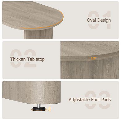 IDEALHOUSE Oval Dining Table with Double Pedestal Base, Farmhouse Kitchen Table for 6-8