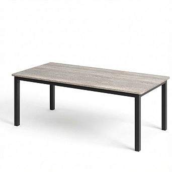 IDEALHOUSE Round Corner Dining Table with Metal Legs, Modern Rectangular Table for 6-8