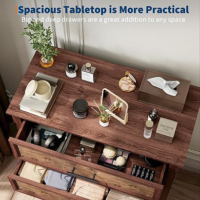 IDEALHOUSE Farmhouse 4-Drawer Dresser with Distressed Finish