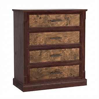 IDEALHOUSE Farmhouse 4-Drawer Dresser with Distressed Finish