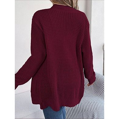 Womens Loose Open Front Cardigan Long Sleeve Casual Lightweight Soft Knit Sweaters Coat with Pockets
