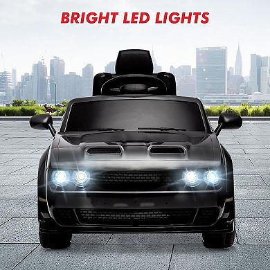 12V Licensed Dodge Challenger Ride on Car for Kids with Remote Control Ages 3+, LED Lights & Music