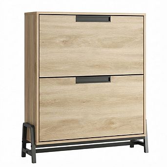 IDEALHOUSE Flip-Door Shoe Storage Cabinet with 2 Drawers & Adjustable Shelves