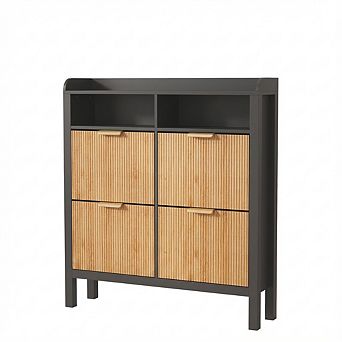 IDEALHOUSE Shoe Storage Cabinet with 4 Flip-Down Drawers