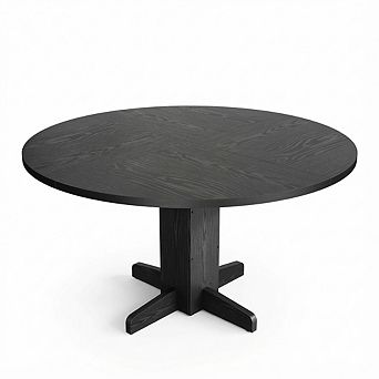IDEALHOUSE 47 Inch Round Farmhouse Dining Table, Cross Base Kitchen Table for 4 people