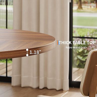 IDEALHOUSE Round Farmhouse Dining Table with Cross Pedestal Base, Seats 4