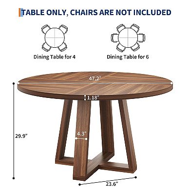 IDEALHOUSE Round Farmhouse Dining Table with Cross Pedestal Base, Seats 4