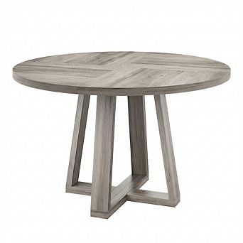 IDEALHOUSE Round Farmhouse Dining Table with Cross Pedestal Base, Seats 4