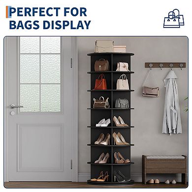 IDEALHOUSE 7-Tier 360° Rotating Shoe Rack, Freestanding Organizer for Shoes, Hats & Bags