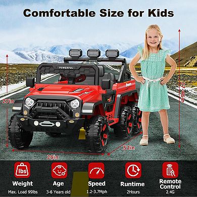 24V Power Wheels for Kids with Remote Control, Ride on Car with 6 Wheels