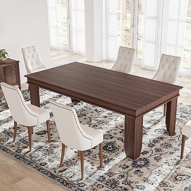 IDEALHOUSE 71 Inch Long Dining Table with V-Shaped Base, Seats 6-8