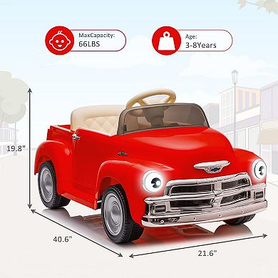 Licensed Chevrolet 3100 12V Kids Ride-On Car, Battery Powered Pickup with Remote Control