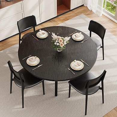 IDEALHOUSE Round Dining Table with Storage Shelf & Metal Frame, Farmhouse Kitchen Table