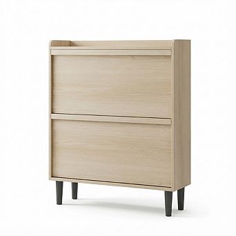 IDEALHOUSE Shoe Cabinet with 2 Flip-Doors & Adjustable Shelves