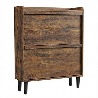 IDEALHOUSE Shoe Cabinet with 2 Flip-Doors & Adjustable Shelves