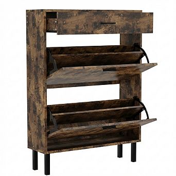 IDEALHOUSE Shoe Cabinet with 2 Flip Doors & 1 Drawer, Ventilated Storage