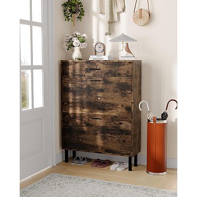IDEALHOUSE Shoe Cabinet with 2 Flip Doors & 1 Drawer, Ventilated Storage