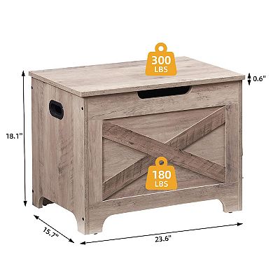 IDEALHOUSE Wooden Storage Bench with Safety Hinge & Flip-Top Lid