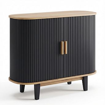 IDEALHOUSE 40" Oval Buffet with Sliding Doors