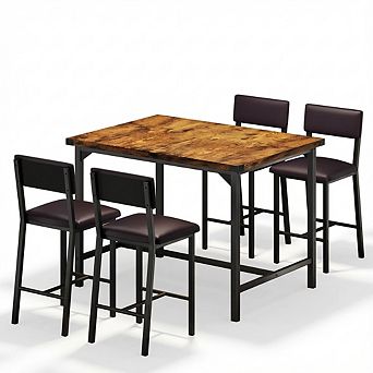 IDEALHOUSE 5 pc Counter Height Dining Set with 4 Upholstered Stools