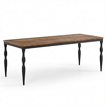 IDEALHOUSE Farmhouse Rectangular Dining Table with Vintage Metal Legs