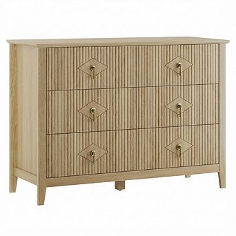 IDEALHOUSE Modern Fluted 6-Drawer Dresser with Metal Handles