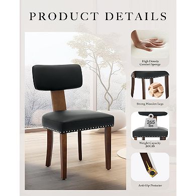 IDEALHOUSE Modern Upholstered Dining Chairs Set of 2 with Hardwood Frame & Ergonomic Back