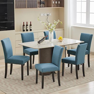 IDEALHOUSE High-Back Dining Chairs Set of 2 with Nailhead Trim & Wood Legs