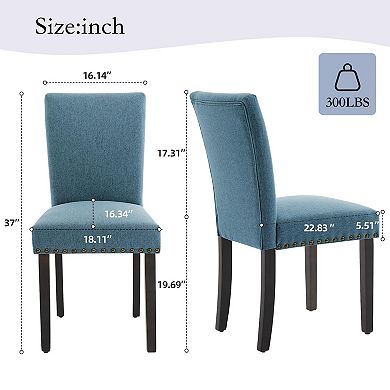 IDEALHOUSE High-Back Dining Chairs Set of 2 with Nailhead Trim & Wood Legs
