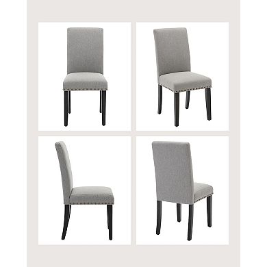 IDEALHOUSE Modern Fabric Dining Chairs Set of 2 with Curved Back & Wood Legs