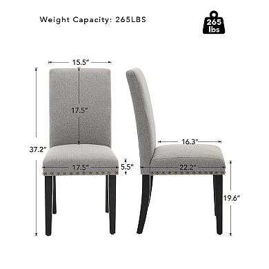 IDEALHOUSE Modern Fabric Dining Chairs Set of 2 with Curved Back & Wood Legs