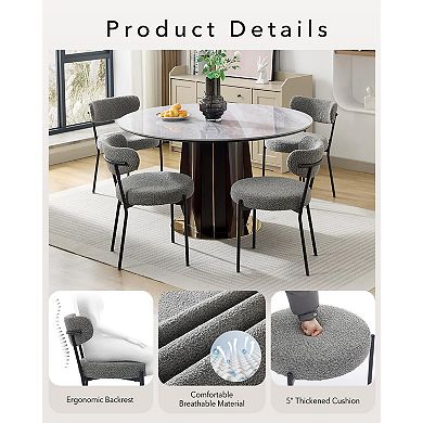 IDEALHOUSE Mid-Century Modern Boucle Dining Chairs Set of 2 with Curved Backrest