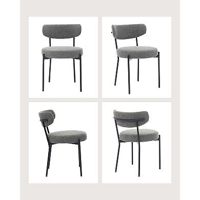IDEALHOUSE Mid-Century Modern Boucle Dining Chairs Set of 2 with Curved Backrest