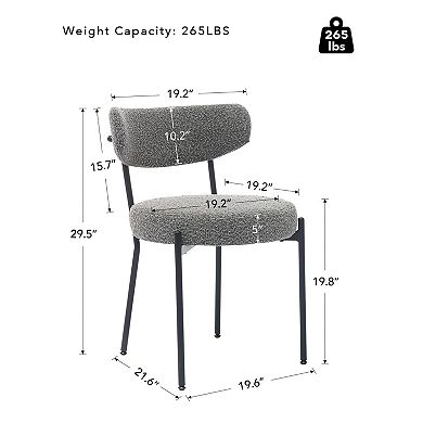 IDEALHOUSE Mid-Century Modern Boucle Dining Chairs Set of 2 with Curved Backrest