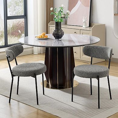 IDEALHOUSE Mid-Century Modern Boucle Dining Chairs Set of 2 with Curved Backrest