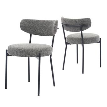 IDEALHOUSE Mid-Century Modern Boucle Dining Chairs Set of 2 with Curved Backrest