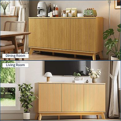 IDEALHOUSE 58" Fluted Buffet Cabinet