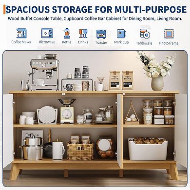 IDEALHOUSE 58" Fluted Buffet Cabinet